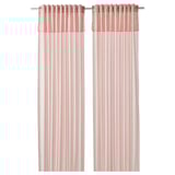 MOALISA: pale pink curtains, sheer, rectangular, with rod-pocket heading.