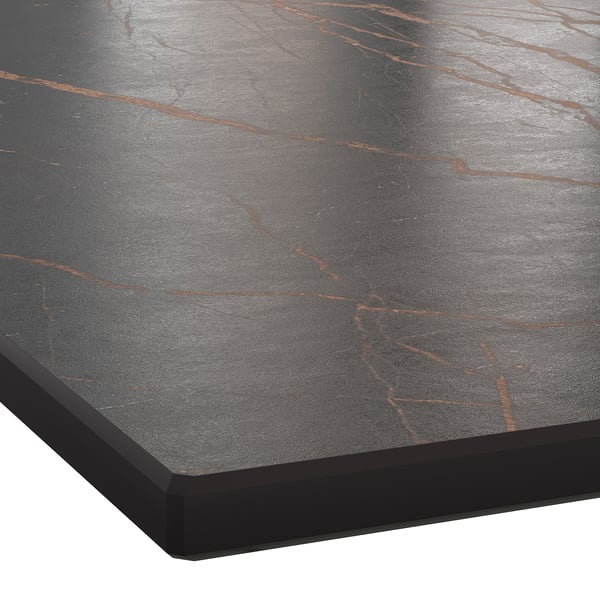 MÖCKLARP Custom made worktop, matt black/brown stone effect/high pressure porcelain, 1 m²x2.0 cm