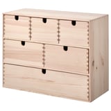 Ikea MOPPE mini chest, light wood, 9 small drawers for storage, simple rectangular design, perfect for organizing small items.