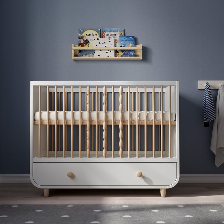 Cot with drawer, MYLLRA, white, 60x120 cm IKEA