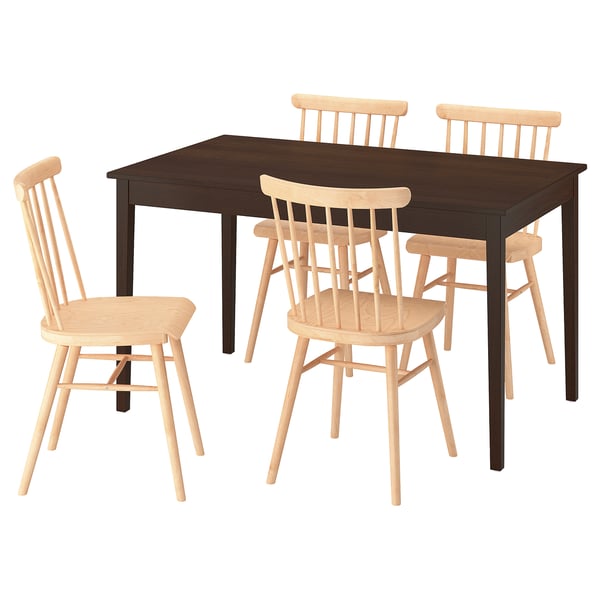 NÄSINGE / HÖGVED Table and 4 chairs, dark brown stained beech veneer/birch veneer, 130x80 cm