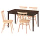 NÄSINGE / HÖGVED Table and 4 chairs, dark brown stained beech veneer/birch veneer, 130x80 cm