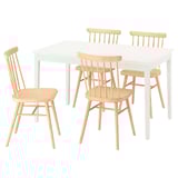NÄSINGE / HÖGVED Table and 4 chairs, white/birch veneer, 130x80 cm