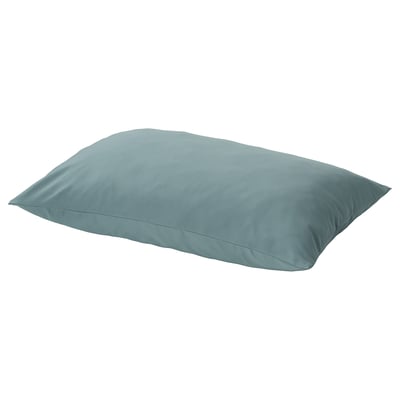 Blue-green natjasmin pillowcase, smooth cotton-lyocell blend, rectangle with envelope closure.