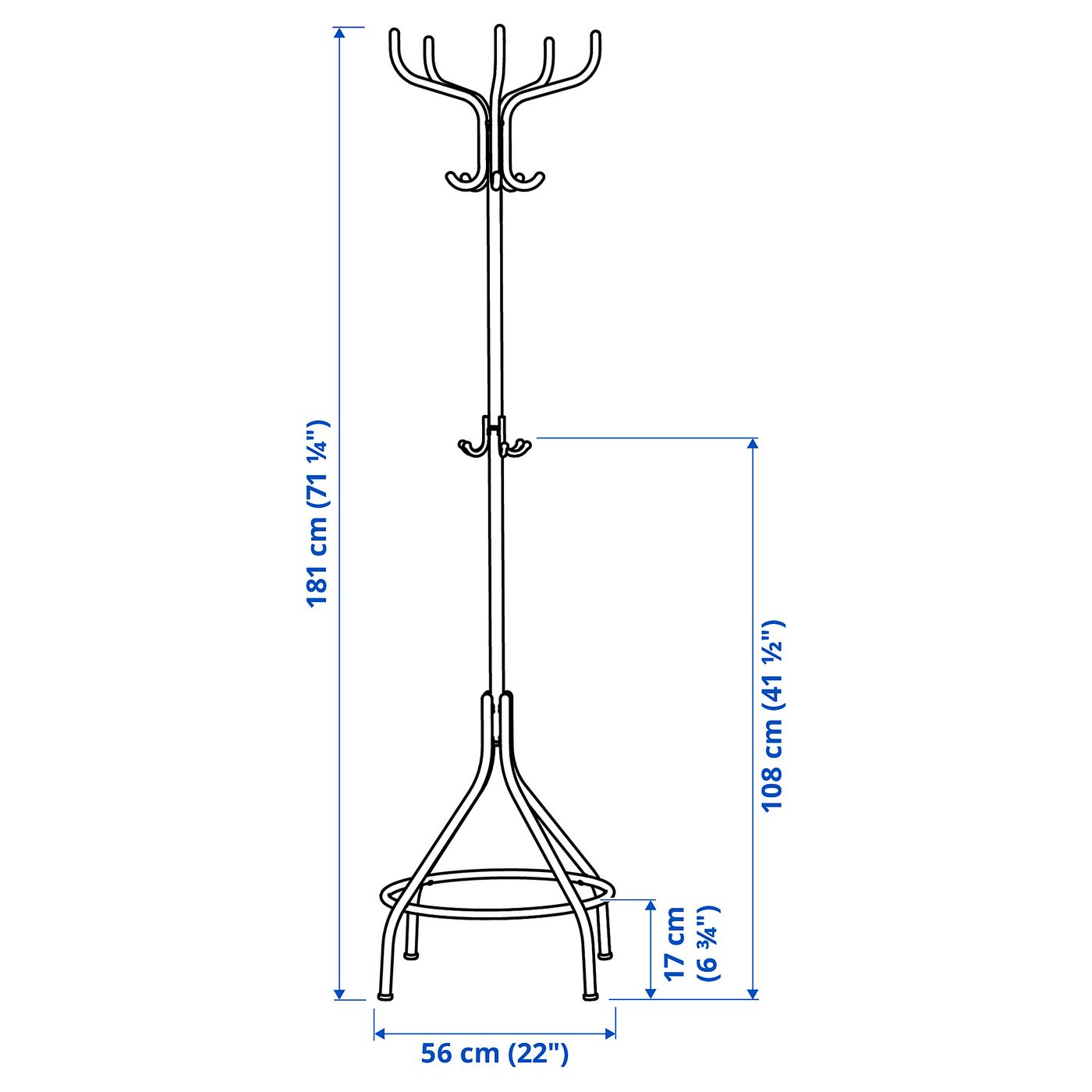 NIPÅSEN hat and coat stand, black, 181 cm - IKEA