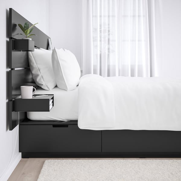 Nordli Bed Frame W Storage And Headboard Anthracite Ikea