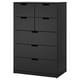 Option: NORDLI black chest of drawers with six drawers, modern minimal design.