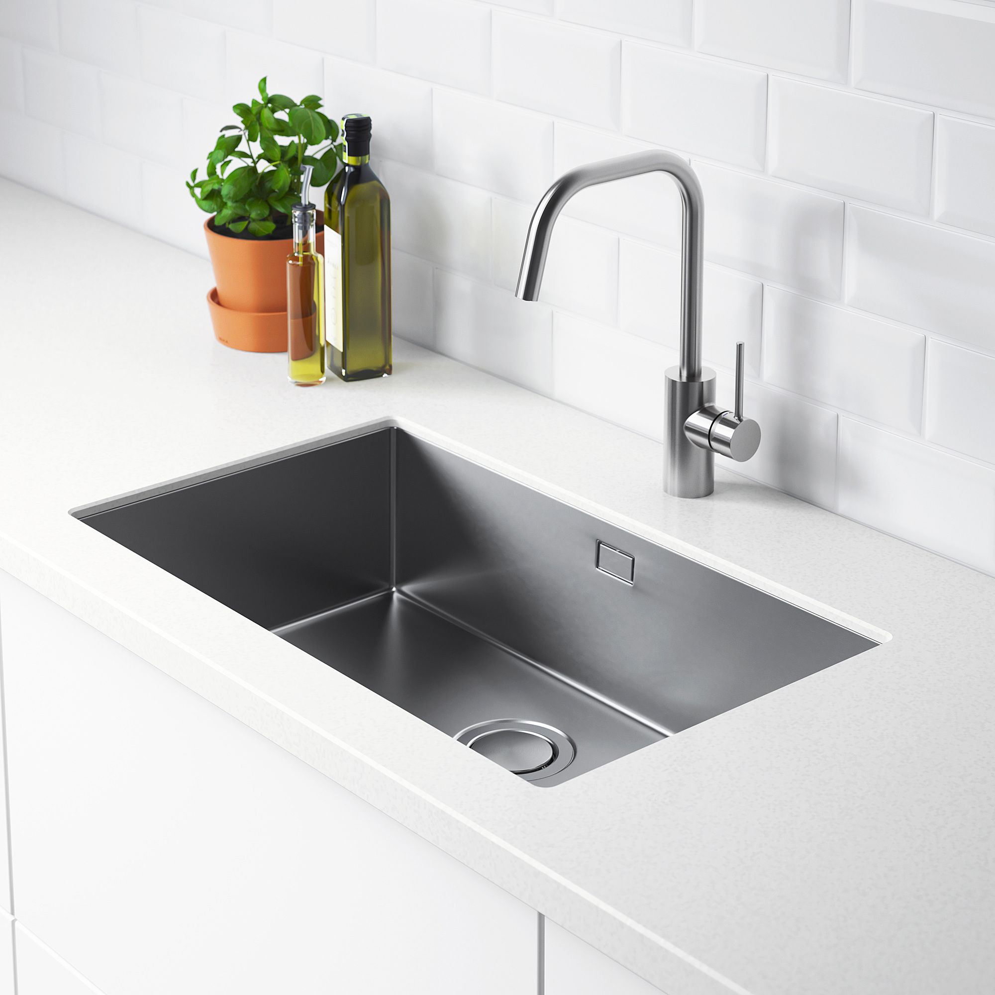 NORRSJÖN Inset sink, 1 bowl stainless steel for custom made worktop