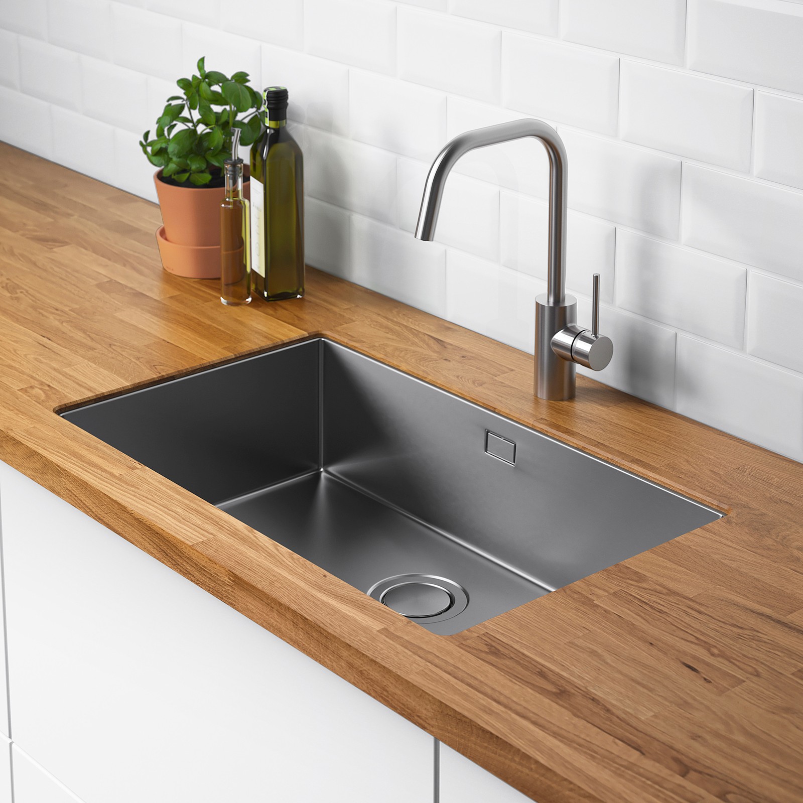 NORRSJÖN Inset sink, 1 bowl stainless steel for custom made worktop