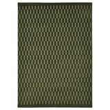 Dark green geometric patterned rug, rectangular, recycled polyester.