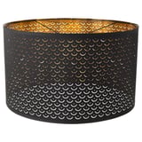 Black nyomo lamp shade, patterned, cylindrical.