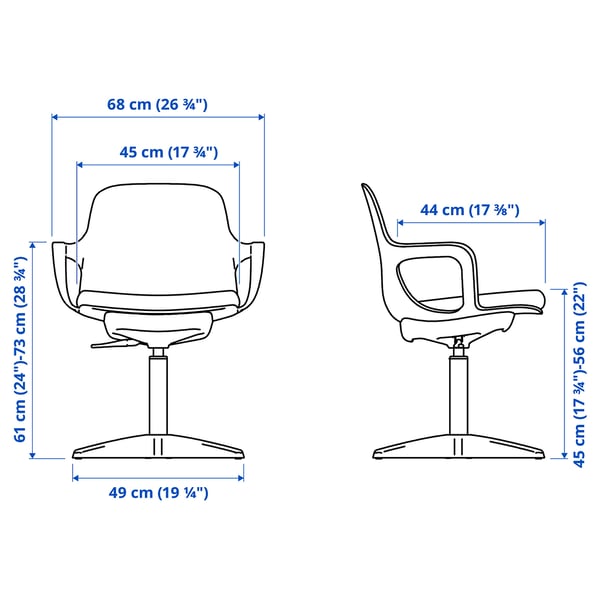 Illustration with measurements for the product: ODGER.