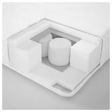 Bed mattress cross-section: polyester-cotton top, wadding-foam comfort layer, steel pocket springs.