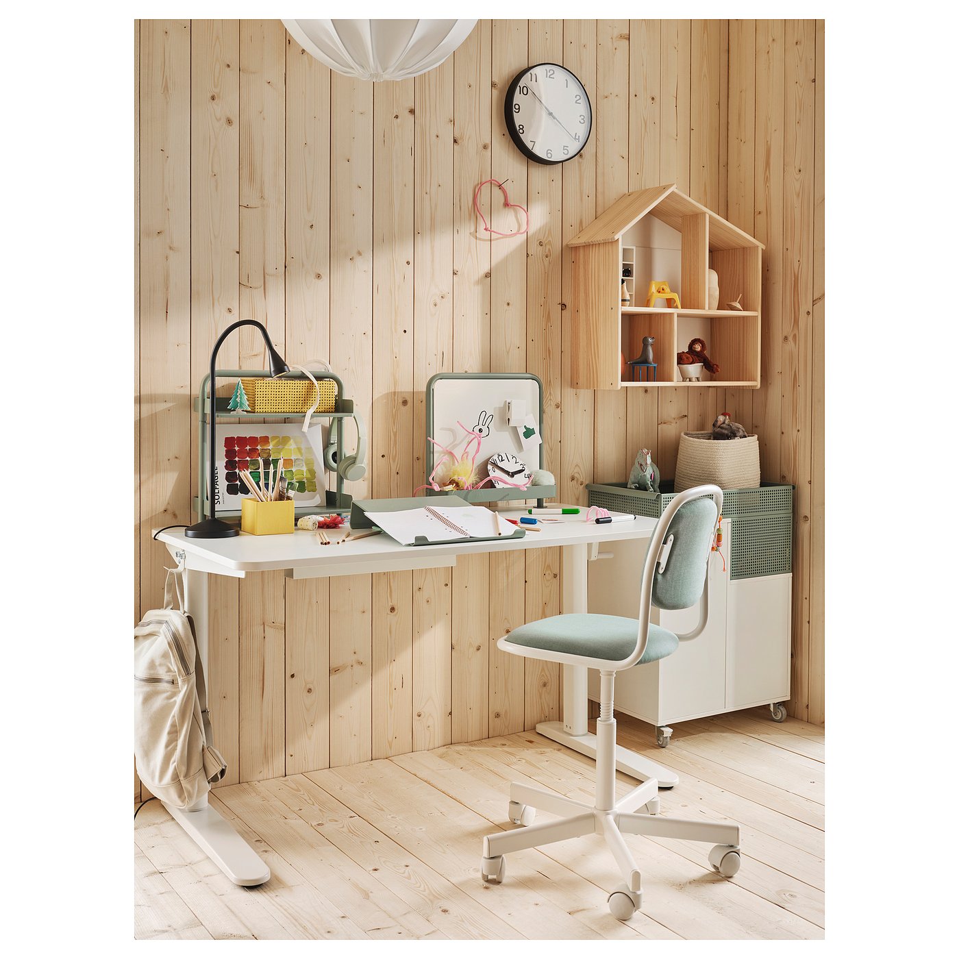 ÖRFJÄLL children's desk chair, white/Vissle light green - IKEA