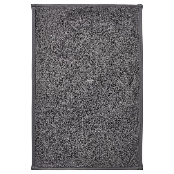 OSBYSJÖN gray bath mat, rectangular, soft, recycled polyester.