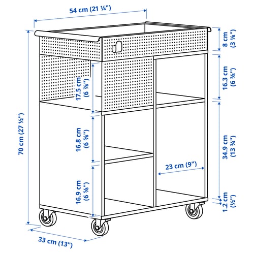 Illustration with measurements for the product: ÖVNING.