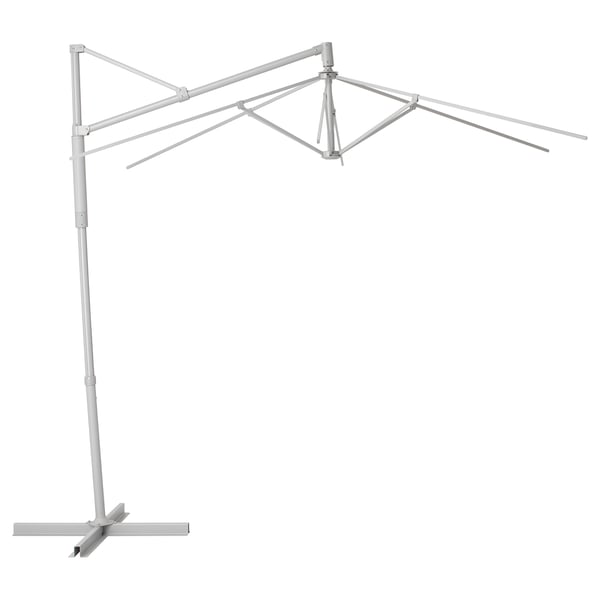OXNÖ white parasol, adjustable aluminum pole & steel base, modern design for outdoor shade.