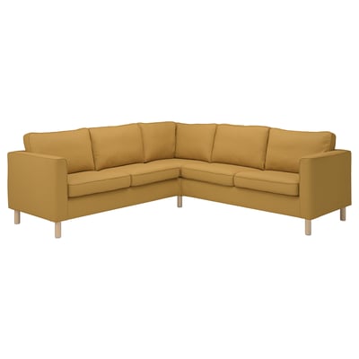 PÄRUP: beige corner sofa, polyester fabric, rectangular shape, clean design.