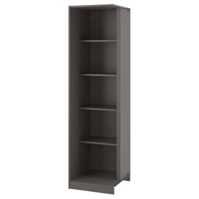 PAX, dark grey, vertical wardrobe unit, sleek design, three open shelves.