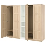 PAX / BERGSBO Wardrobe combination, white stained oak effect white stained oak effect/white, 235x60x201 cm