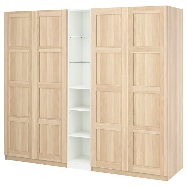PAX / BERGSBO Wardrobe combination, white stained oak effect white stained oak effect/white, 235x60x201 cm