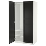 Ikea PAX wardrobe, white and black, rectangular, slim design, two doors, one shelf inside, soft closing hinges.