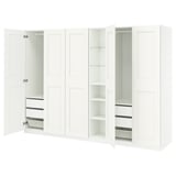 PAX / GRIMO Wardrobe combination, white white/white, 285x60x201 cm