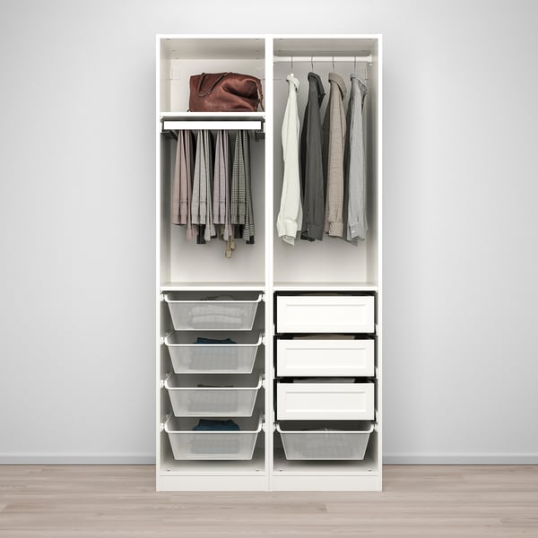 PAX Wardrobe white/white, 100x60x201 cm - IKEA