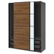 PAX / MEHAMN/AULI Wardrobe with sliding doors, dark grey black/walnut mirror glass, 150x66x201 cm
