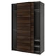 PAX / MEHAMN Wardrobe with sliding doors, dark grey black/double sided dark brown oak effect, 150x66x236 cm