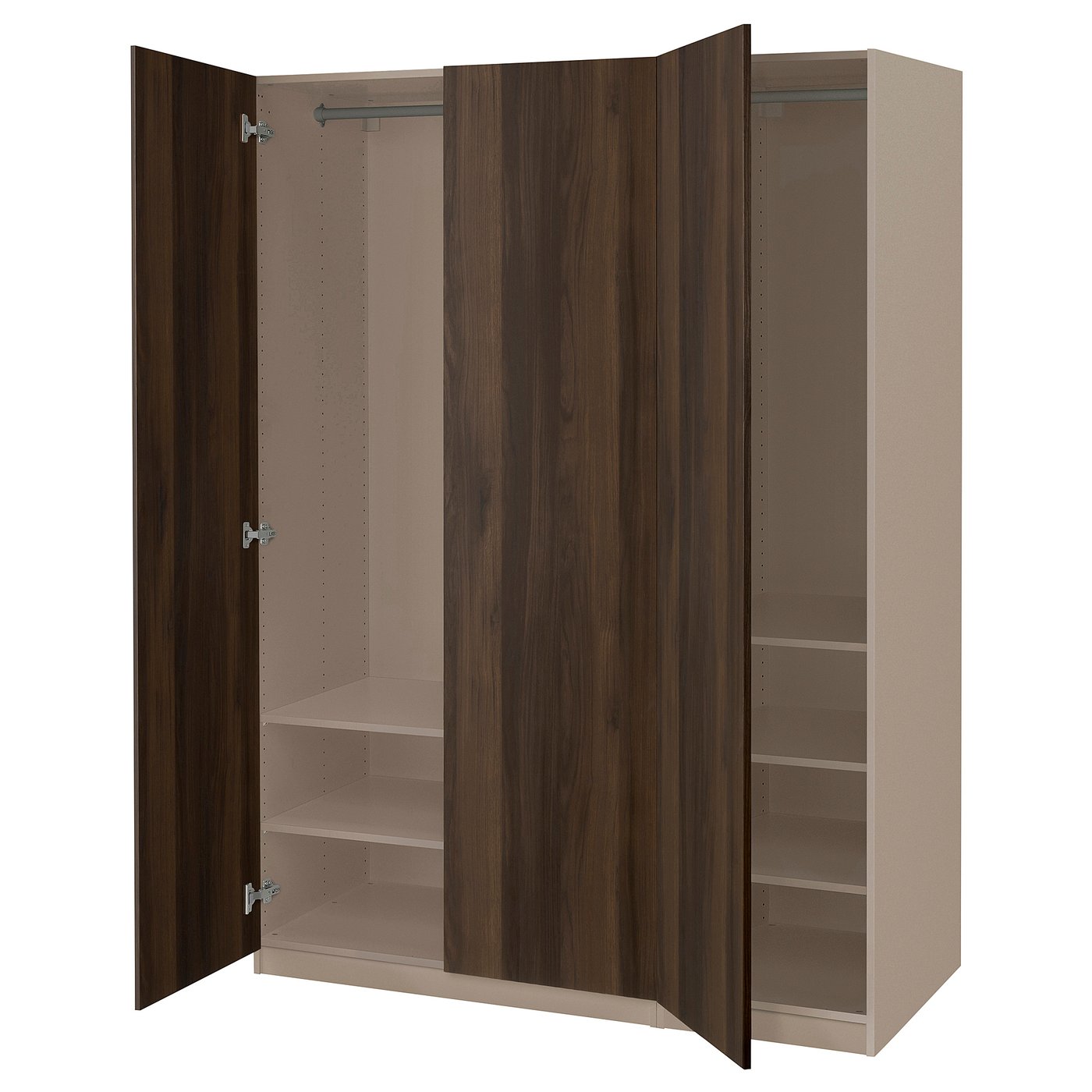 PAX / STORKLINTA wardrobe combination, grey-beige/dark brown PAX / STORKLINTA wardrobe combination, grey-beige/dark brown