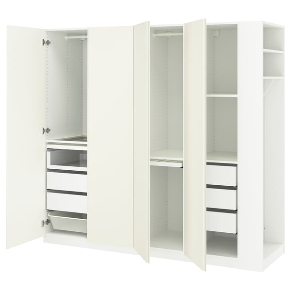 PAX / VIKANES Wardrobe combination, white white/white, 220x60x201 cm