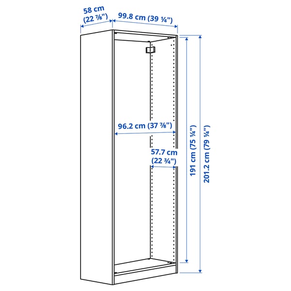 Illustration with measurements for the product: PAX.