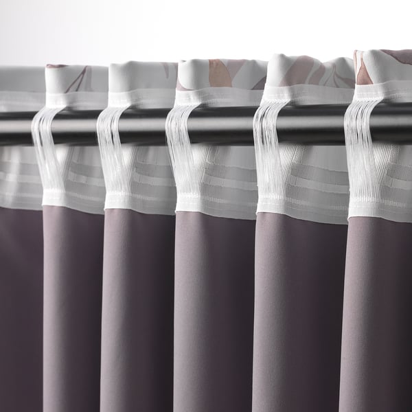 Pialotta Room Darkening Curtains 1 Pair Light Beige Leaves Ikea