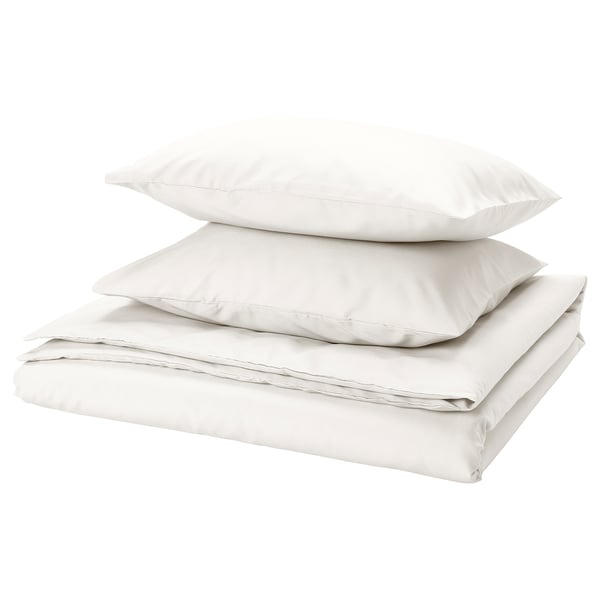 PILTANDVINGE white duvet cover set, smooth, recycled polyester, rectangular, clean design.