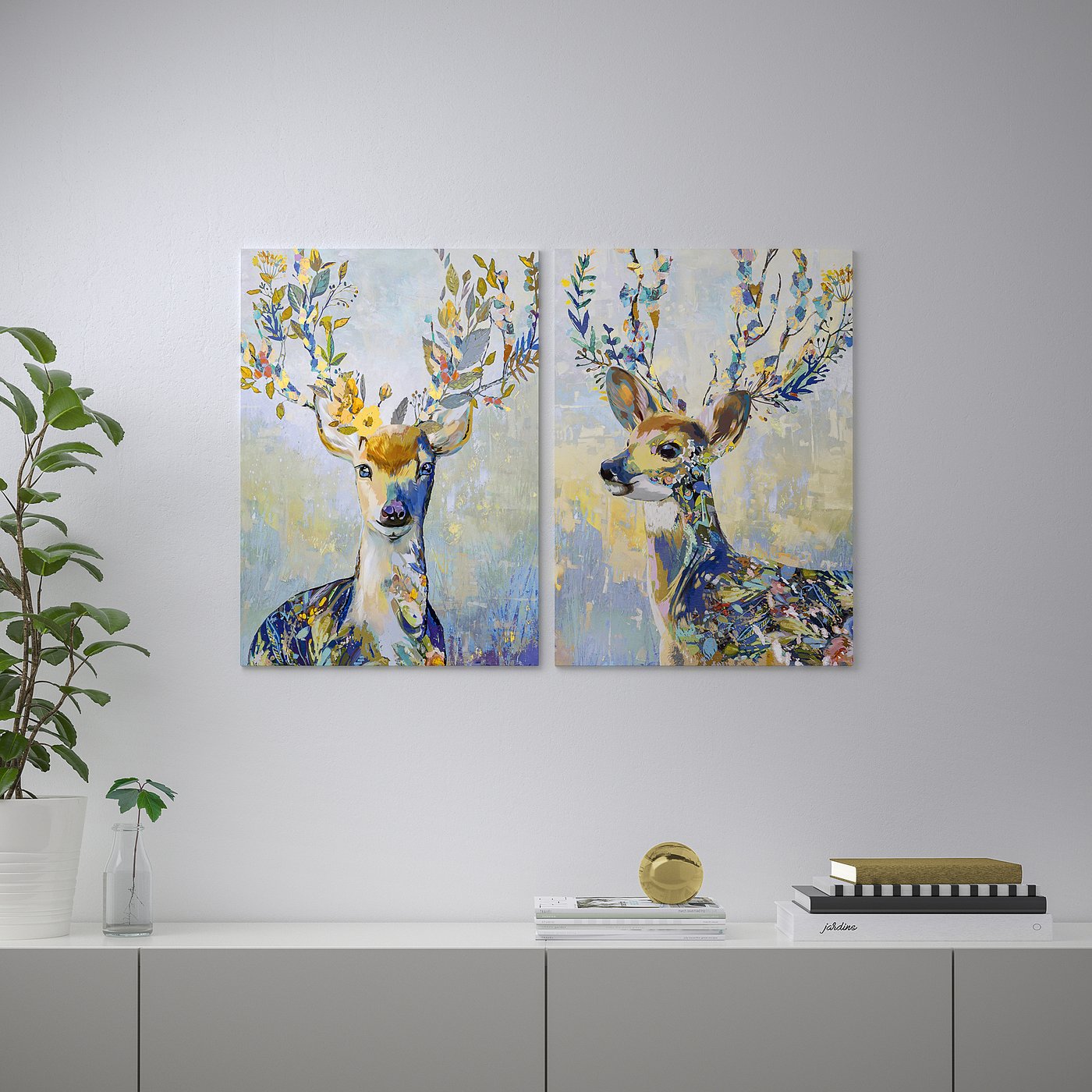 PJÄTTERYD picture, colourful reindeer, 50x70 cm - IKEA