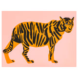 Orange PJÄTTERYD poster with black tiger stripes on light pink background, bordered by a white frame.