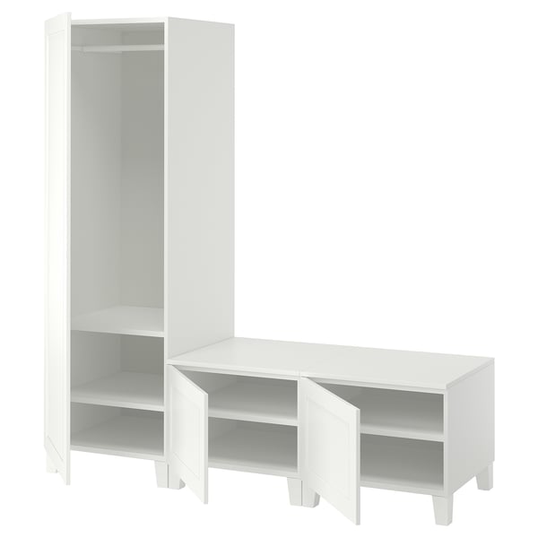 PLATSA Wardrobe with 3 doors, white/Sannidal white, 180x57x191 cm