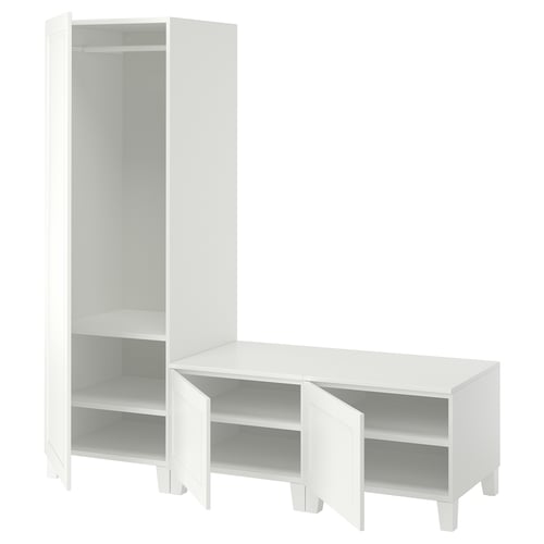 PLATSA Wardrobe with 3 doors, white/Sannidal white, 180x57x191 cm