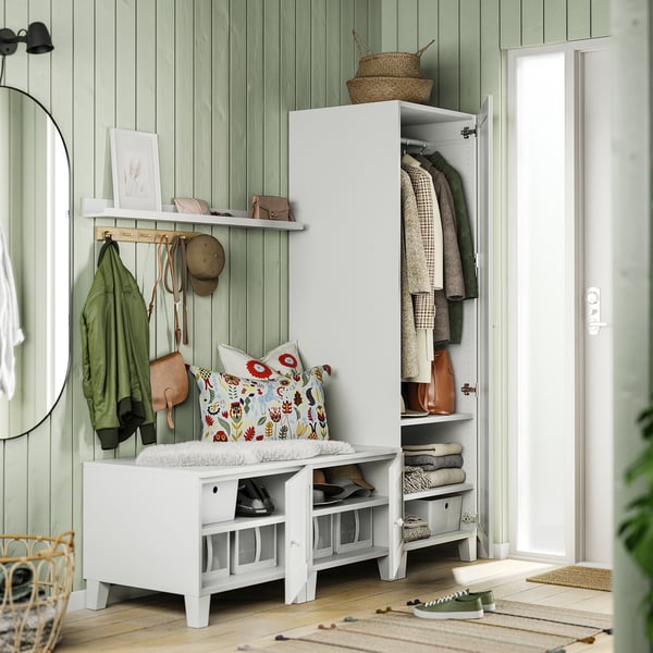 PLATSA Wardrobe with 3 doors, white/Sannidal white, 180x57x191 cm