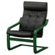 POÄNG Armchair, dark green/Grann black