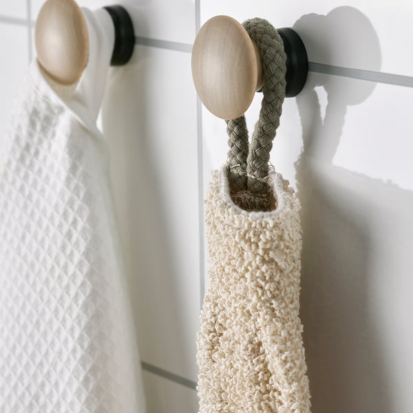 Scrub mitt with loop hanger.