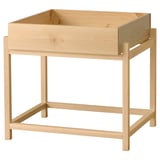 PRIMÄRSKOG light wood plant stand with tray, retro-inspired.
