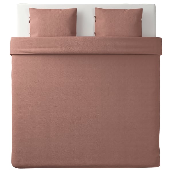 PUDERVIVA Quilt cover and 2 pillowcases dark pink IKEA