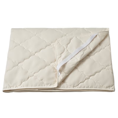 RÅDHUSVIN mattress protector - beige, diamond-quilted, cotton and wool.