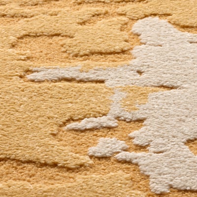 RINGKLOCKA rug, yellow-brown, abstract 3d pattern, soft textured, rectangle.