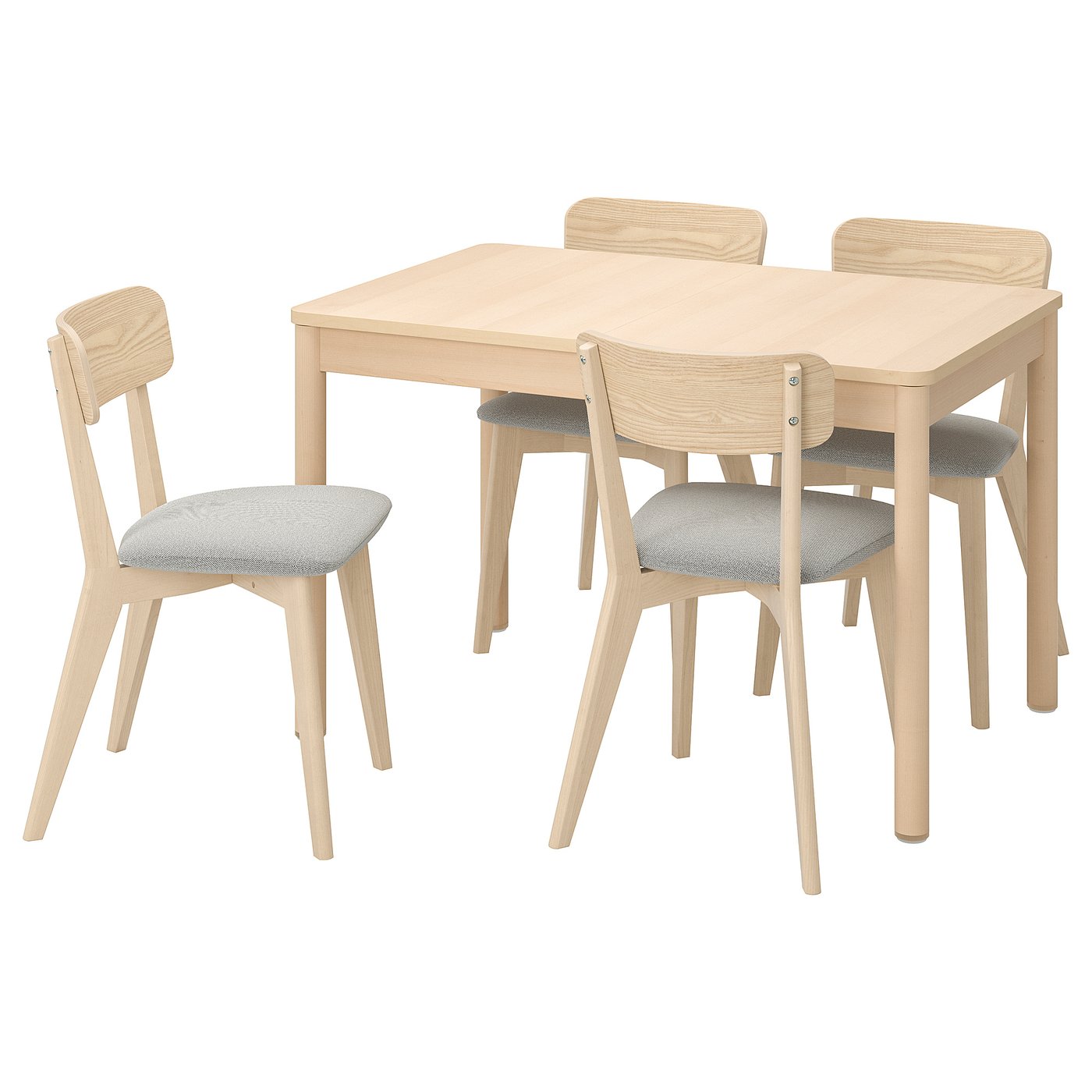 RÖNNINGE / LISABO table and 4 chairs, birch ash/Tallmyra white/black
