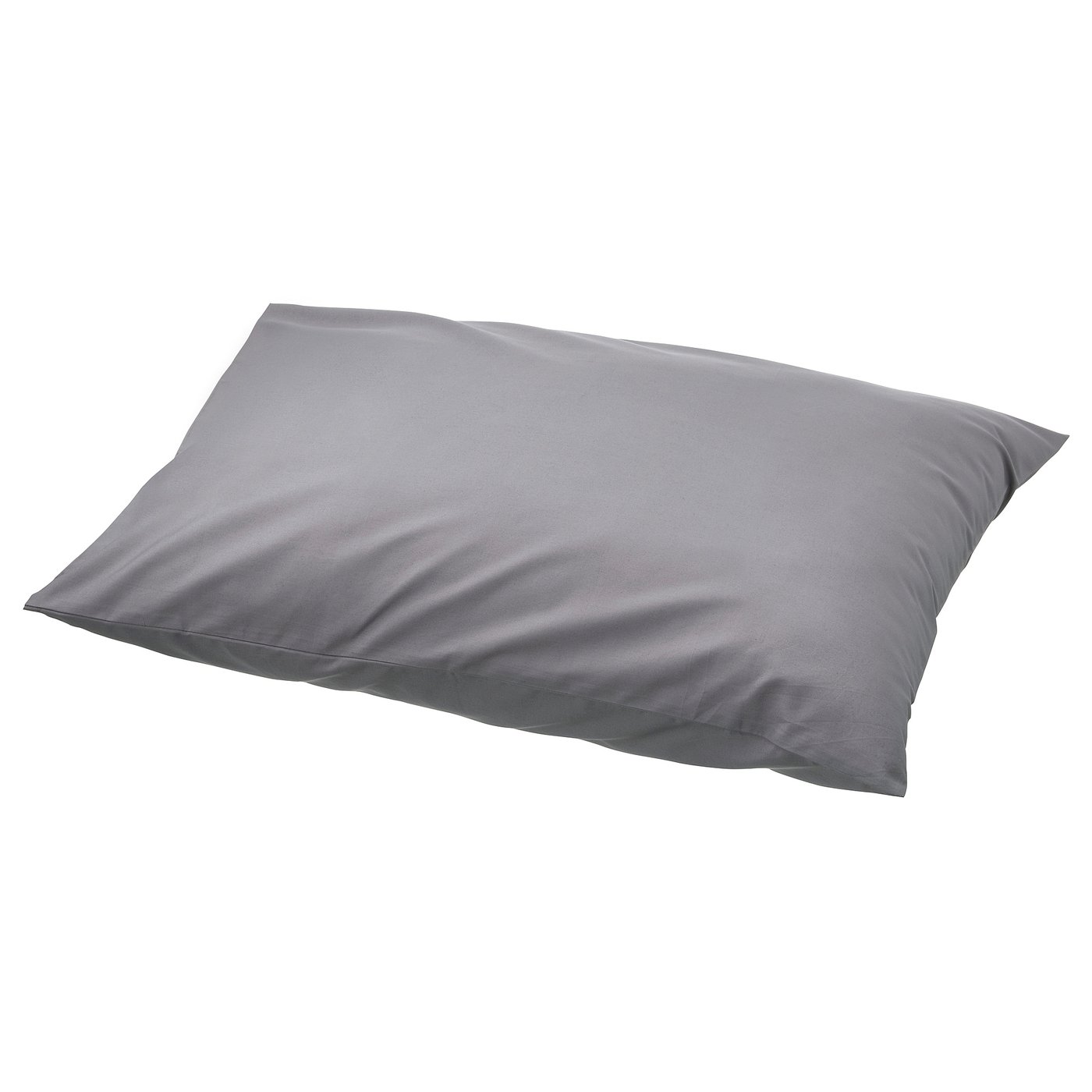 Grey smooth pillow, simple rectangular design, made of cotton.