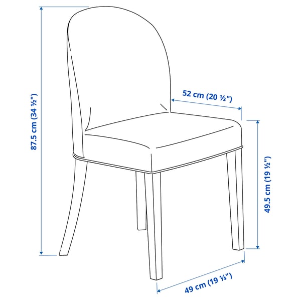 Illustration with measurements for the product: ROSENTORP.