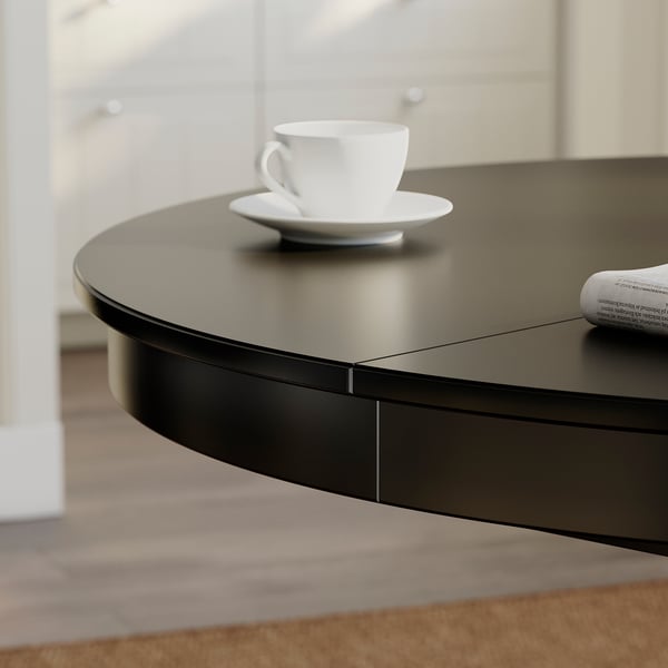 ROSENTORP Extendable table, black, 110/155 cm